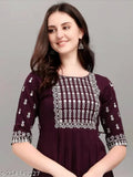 Women embroidery Rayon stitched kurti