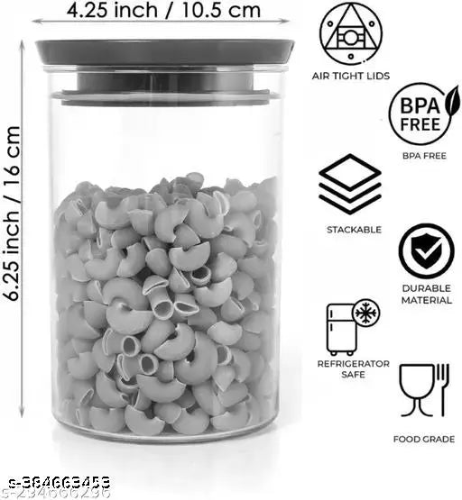 Pack of 8 Plastic New Excellent Kitchen Storage Containers, Storage Containers For Kitchen Organizer, Tea, Coffee, Sugar, Food, Grain, Rice, Masala, Pasta, Pulses, Spices, - 900 ml Plastic Grocery Container (Pack of 8, black)