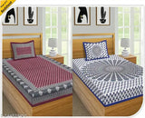 VNV Creation® Jaipuri Single Bed Bedsheet Combo Pack 2 Bedsheet with 2 Pillow Cover