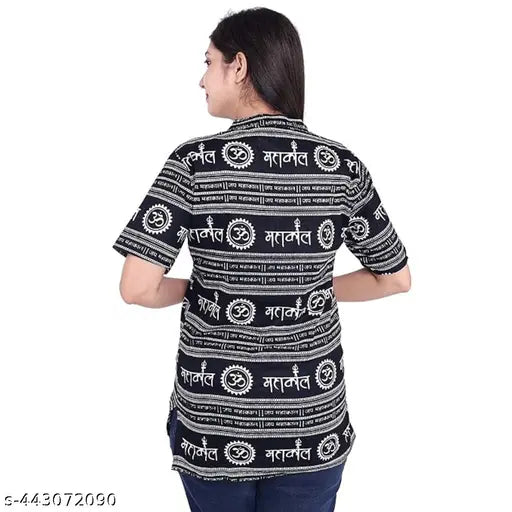 Mahakaal Damru Om Printed WOMen Short Kurta