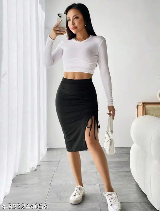 Pencil Bodycon Black SKirt For Woman