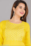 JD YELLOW COLOUR STRAIGHT EMBROIDERED KURTI