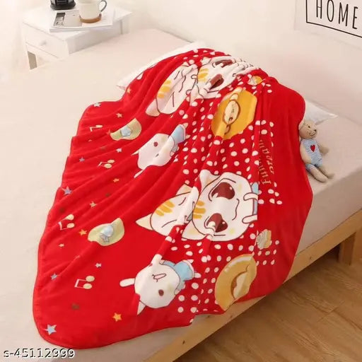 Baby Needs Baby Girls and Boys Blankets Single Layer (Cartoon Red)