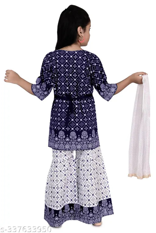 Musklyn Fashion Girls Ethnic Kurta Sarara Sets with Dupatta