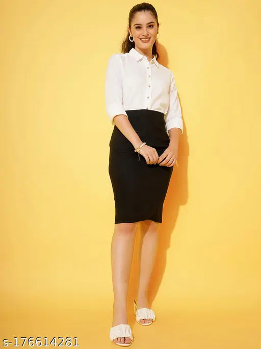 Black Pencil Skirt with Side Slit