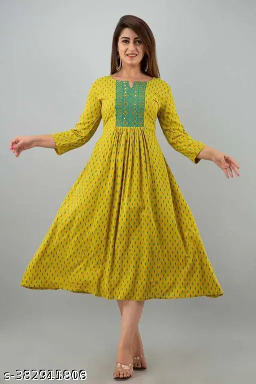 New Embroidery With printed High Demand anarkali kurti