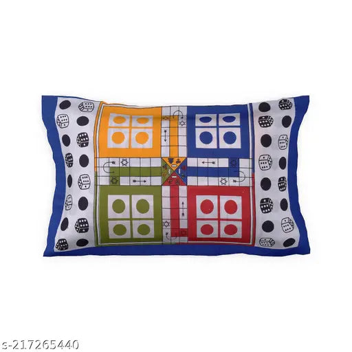 Jaipuri Trendy Ludo Printed Single Bed Bedsheet with 1 Pillow Cover