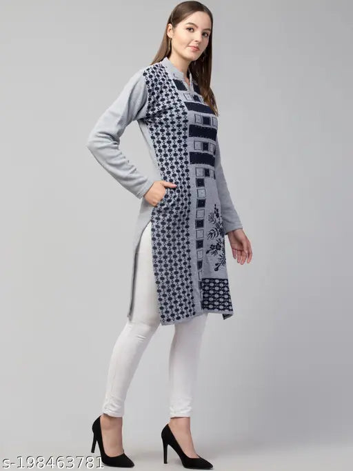 Woman Woolen Kurti (Grey)