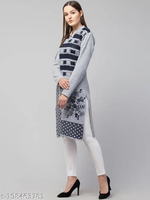 Woman Woolen Kurti (Grey)