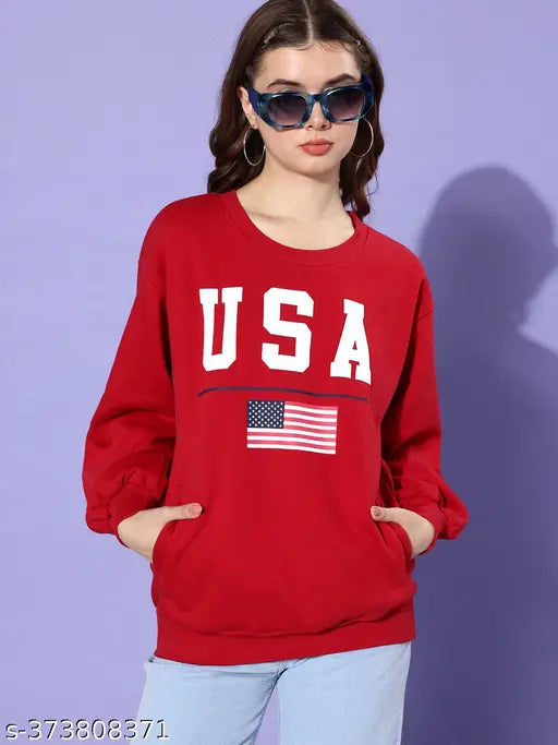 Womens Red Oversized Sweatshirt