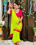 Georgette Multicolor Lace border Saree With Blouse