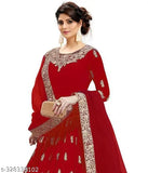 Embroidered Silk Blend Semi Stitched Anarkali Gown