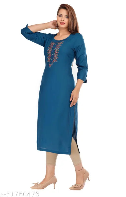 women Tealbluecolor Straight kurti