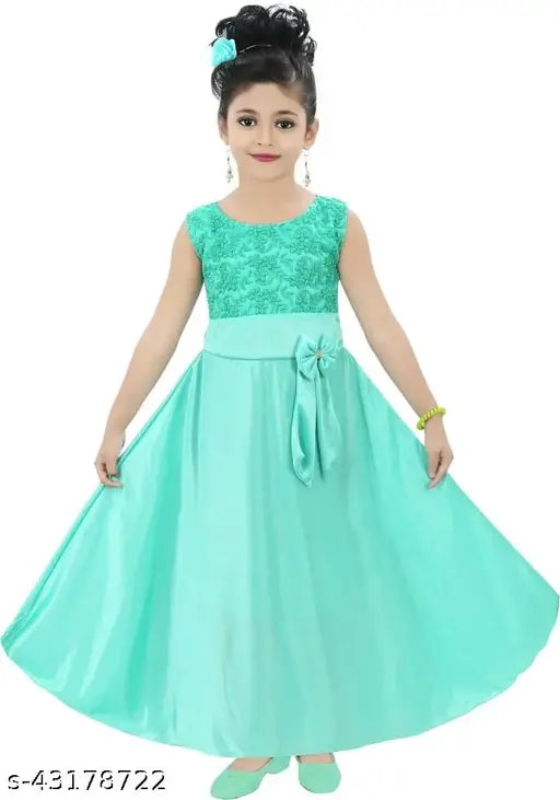 Girls Mint Green Cotton Blend Frocks & Dresses Pack Of 1