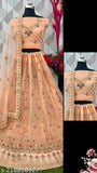 Women's Embroidered Semi Stitched Lehenga Choli For Wedding And Festive