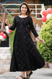 Woman Black Printed Anarkali Kurti