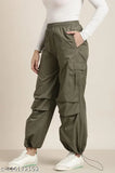 Latest Stylish NS Lower Pants & Trousers | Lose Cargo for Women & Girls | Casual comfortable relaxed lose cargo Trousers for girls & women | NS cargo pants| Fashionable Jogger Pants (Olive Green)