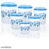 Hoatzin 6 Pieces Plastic Grocery Container set with beautiful design ( 12KG , 8KG , 6KG , 3KG , 2KG , 1KG Mixer Grocery Container - Blue)