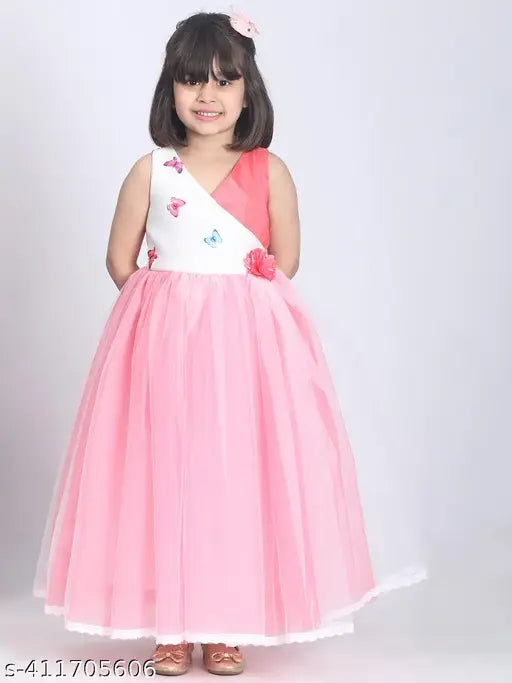 Toy Balloon Kids Pastel Pink Full-Length Girls Party Wear Gown