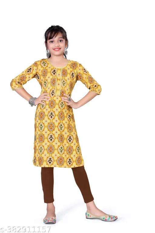 Fancy Morden Cotton Floral Printed Kurti & Kurtas for Cute Girls