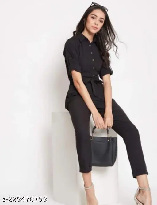 BLACK PLAIN COLLAR JUMPSUIT 05