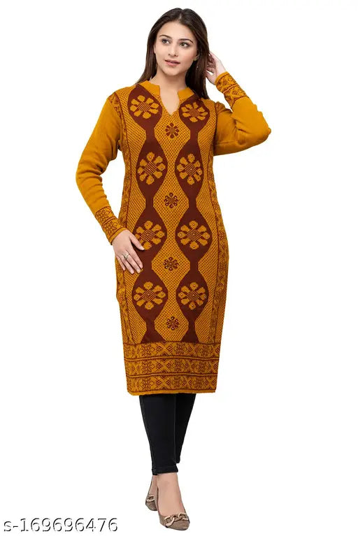 Beautifull long woollen kurti stylish and comfortable