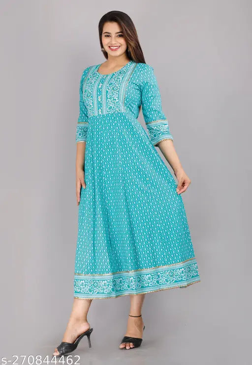 SAROJDESIGN PEACH BUTTON ANARKALI KURTI