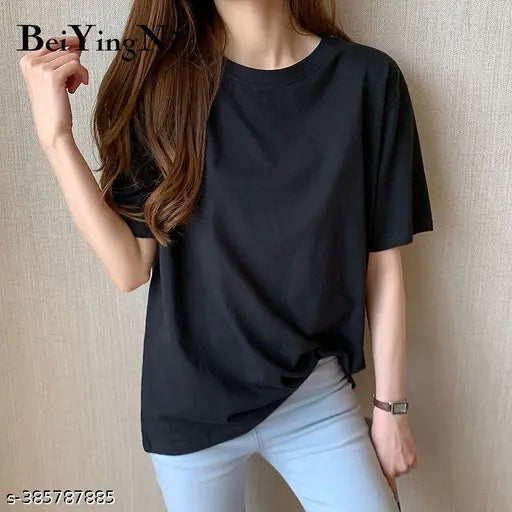 Trendy Plane & Round Neck Half Sleeve Cotton T-shirt For Women combo of 4