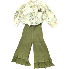 Palazzo green cream top - GillKart