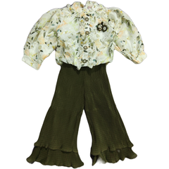 Palazzo green cream top - GillKart