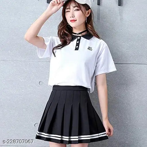 KD Girl High Waist Pleated Skirt Short Skater Tennis Skirt Mini Skirt Women Pleated Skirt for Girls Women Stylish Long Skirt for Women Stylish Women's Above Knee Skirt