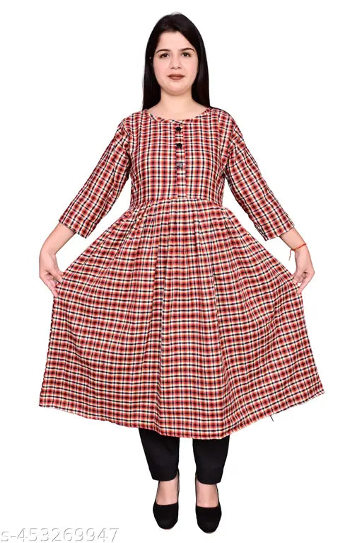 Woolen frock orange check