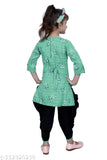 Hariyal Creation Kids Party/Festive Rama Green Designer Checked Patiala Suit For Girls