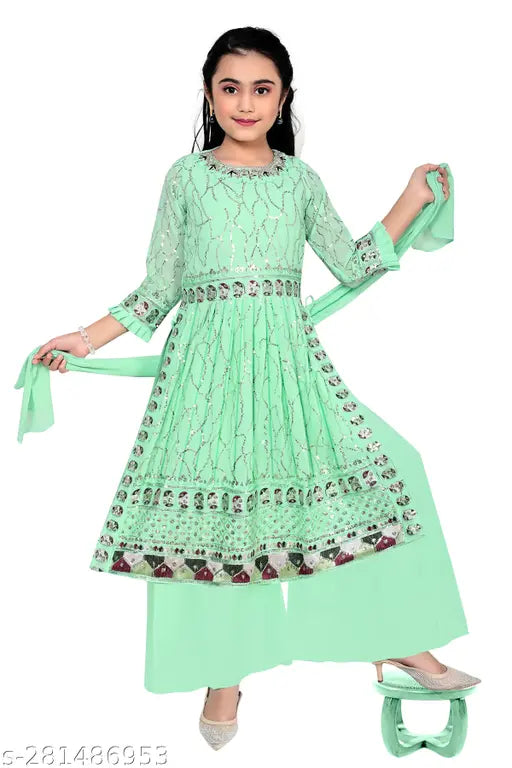 Riwaaz half Sleev Cotton Kurta Plazoo For Girls_