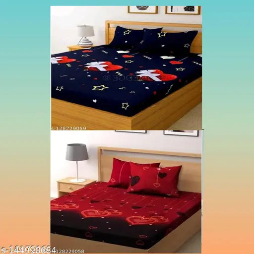 New Looking 2 Combo Double 3D Printed Bedsheet With 4 Pillow Covers