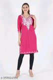 Stylish Wool Fleece Embroidered A-Line Kurta for Women | Pink Kurti | Embroidered Woolen Kurti | Winter A-Line Kurta | Party Wear Wool Kurti | Winterwear For Women |