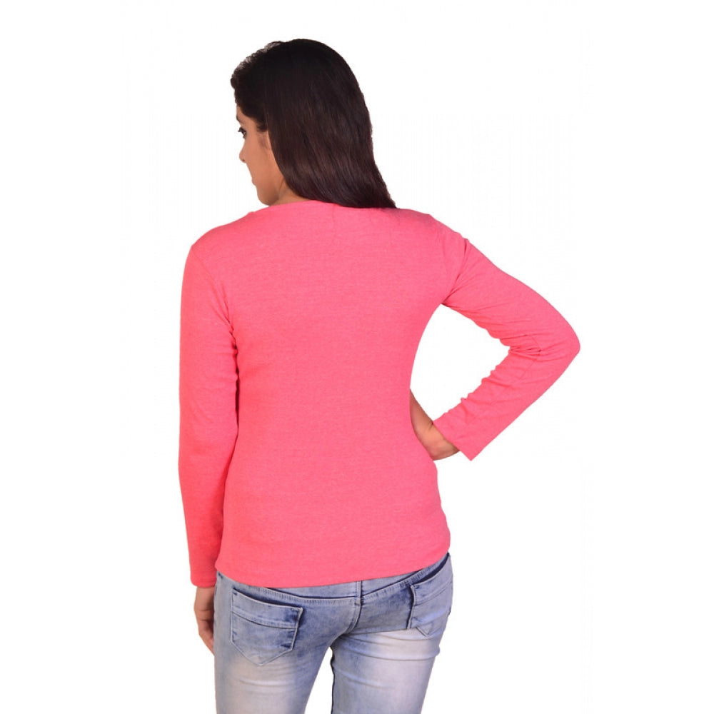 Women's Solid Full Sleeve T-Shirt Top Casual Wear - GillKart