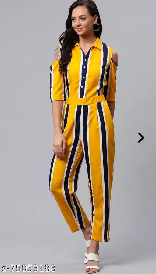 dazzler yallow Strip Jumpsuit