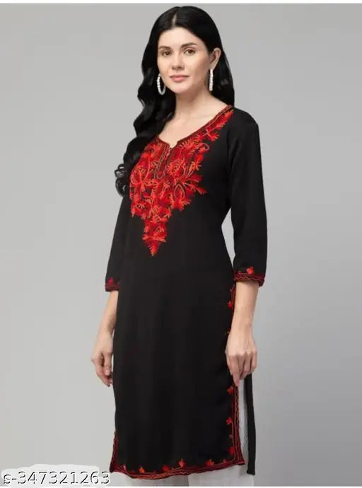 Woolen Kurtis Winter Kurti Fleece Kurtis Desingner Kurtis Regular use Kurtis Faishnable Kurti Aari Work Kurti Emroidery Desingner Kurtis .