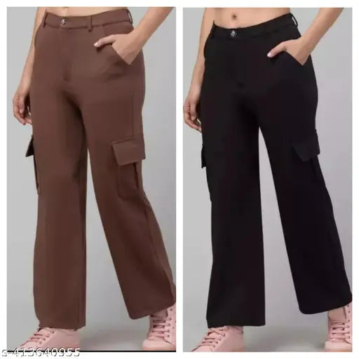 Combo 4 Pocket cargo Pant Black And Brown For Glis or women