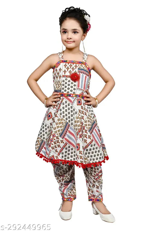 RK Collection kids party/festive designer printed multi patiala suit for girls