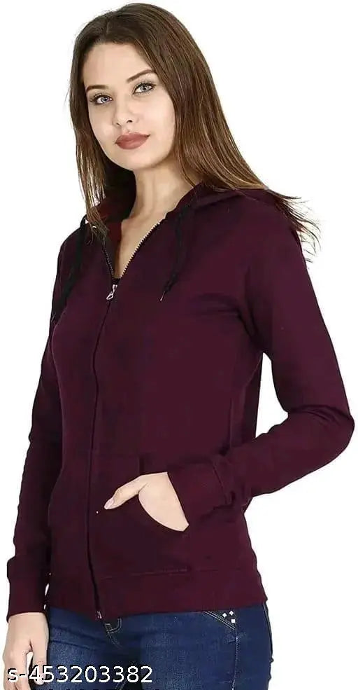 #BARIRA FASHION# Zipper Sweatshirt For Women-Wine