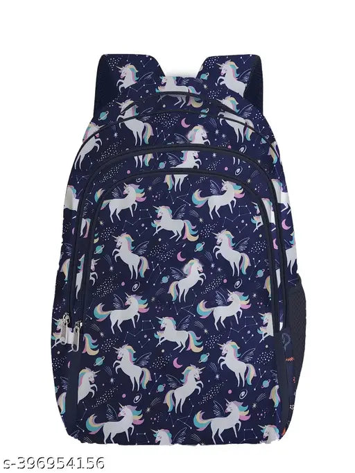 Frantic Polyester 26 L School Backpack With Pencil School Bag Class 1 to 8 Daypack(RR_Blue_Flying_Unicorn_2024_A)