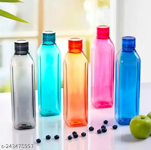 fridge bottle Crystal Clear Water Bottle 1 litre, Plastic Fridge Water Bottle Set-Multicolour 1000 ml Bottle (Pack of 6, Multicolor, venise bottle )