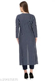 Stylish Feminine Women Pretty Trendy Latest Stylish Fashionable Regular Fit Casual Western Wear Navy Blue Striped Shrug Three Pieces Dress Full Kurta Set-1 Striped Full Length Fancy Navy Blue Shrug, 1 Embordered Navy Blue Top & 1 Full Length Navy Blue