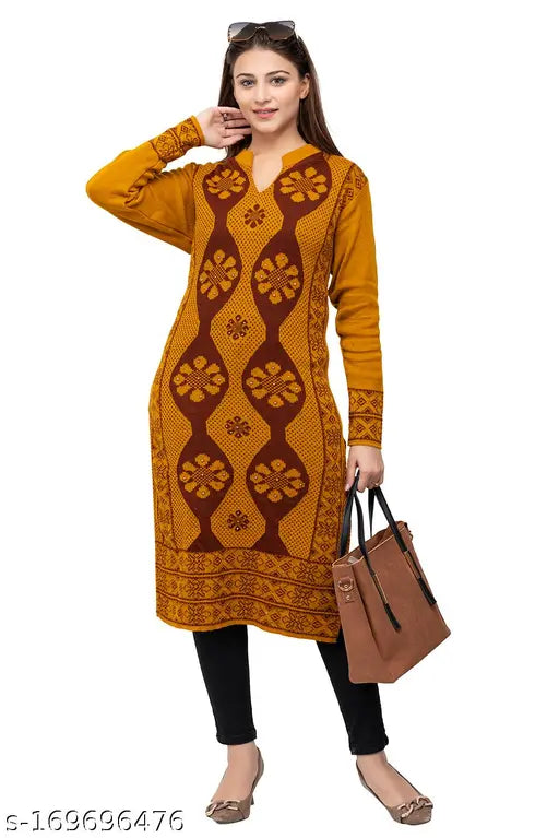 Beautifull long woollen kurti stylish and comfortable