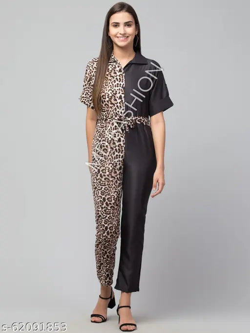 Dual Tone Animal Printed Jumpsuit