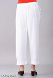 Yashu Creations Pure Cotton Casual Daily Wear Comfy Fabulous Women Trouser Pant For Women's(White)