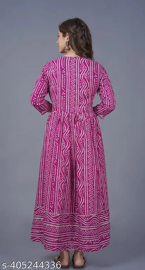 Women Printed Cotton Rayon Anarkali Kurta