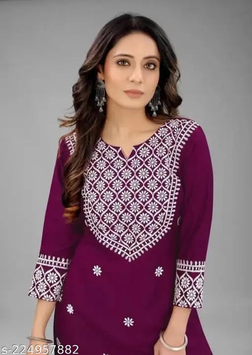 Rayon Badam Kurti Purple